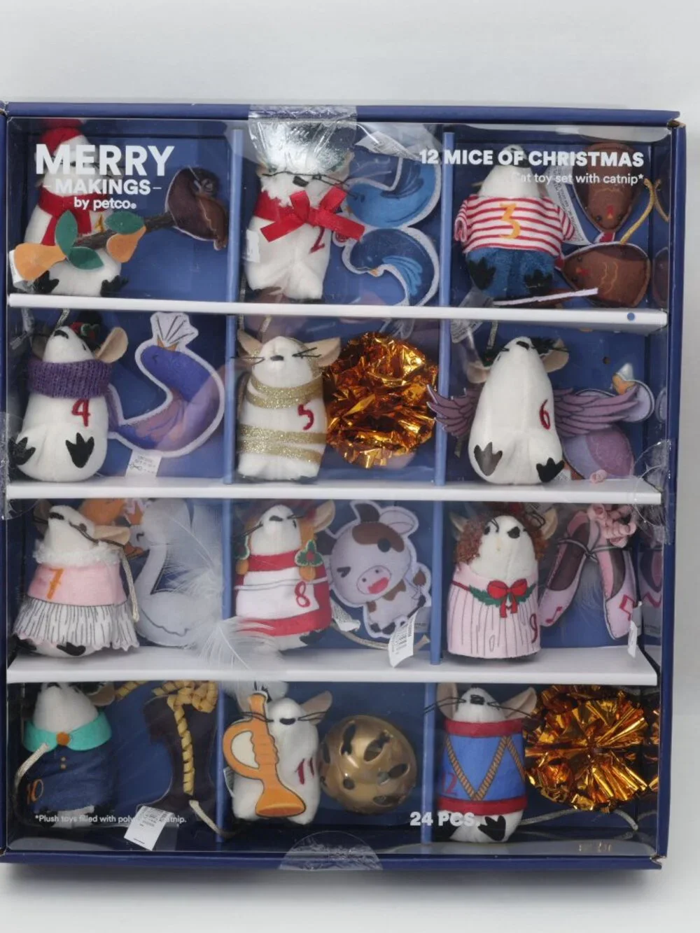 MERRY MAKINGS Mini Plush Mice 12 Days of Christmas Advent CATNIP CAT TOYS